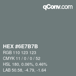 カラーコード: HEX #6E7B7B | qconv.com