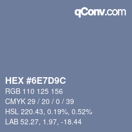 Color code: HEX #6E7D9C | qconv.com