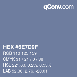 Color code: HEX #6E7D9F | qconv.com