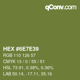 Farbcode: HEX #6E7E39 | qconv.com