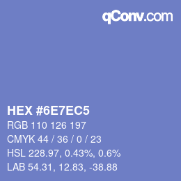 カラーコード: HEX #6E7EC5 | qconv.com