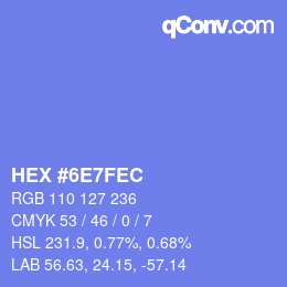 Color code: HEX #6E7FEC | qconv.com