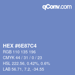 颜色代码: HEX #6E87C4 | qconv.com