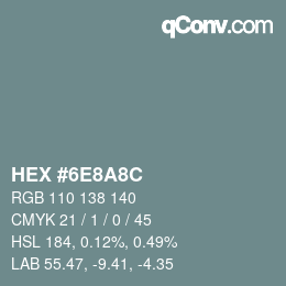 Color code: HEX #6E8A8C | qconv.com