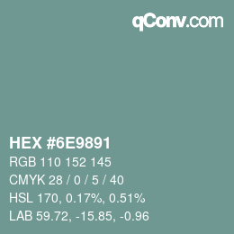 Color code: HEX #6E9891 | qconv.com