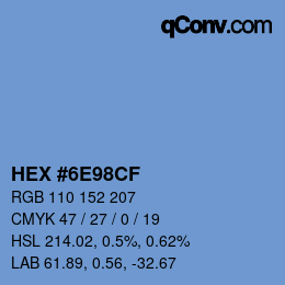 颜色代码: HEX #6E98CF | qconv.com