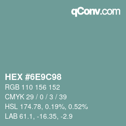 Color code: HEX #6E9C98 | qconv.com