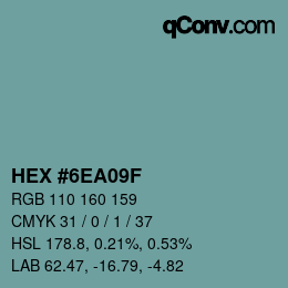 Color code: HEX #6EA09F | qconv.com