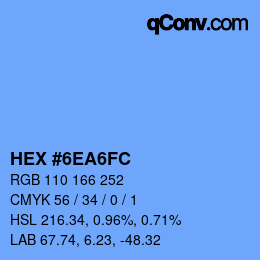Color code: HEX #6EA6FC | qconv.com