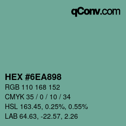 颜色代码: HEX #6EA898 | qconv.com