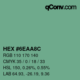 Color code: HEX #6EAA8C | qconv.com