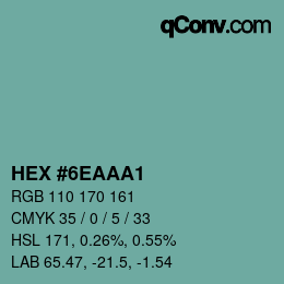 Farbcode: HEX #6EAAA1 | qconv.com