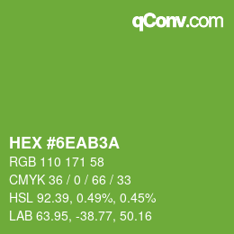 Color code: HEX #6EAB3A | qconv.com