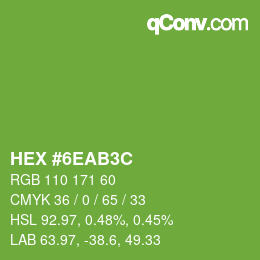 Color code: HEX #6EAB3C | qconv.com