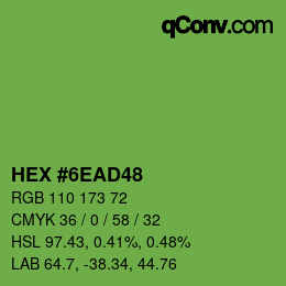 Farbcode: HEX #6EAD48 | qconv.com