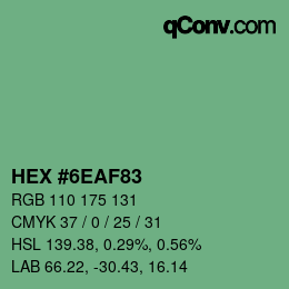 カラーコード: HEX #6EAF83 | qconv.com