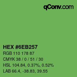 Farbcode: HEX #6EB257 | qconv.com