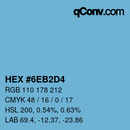 颜色代码: HEX #6EB2D4 | qconv.com
