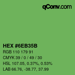 Color code: HEX #6EB35B | qconv.com