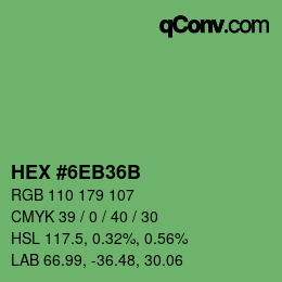 Farbcode: HEX #6EB36B | qconv.com