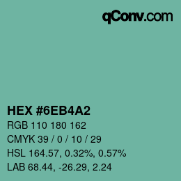 Color code: HEX #6EB4A2 | qconv.com