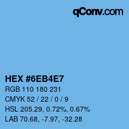 Color code: HEX #6EB4E7 | qconv.com