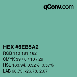 Color code: HEX #6EB5A2 | qconv.com