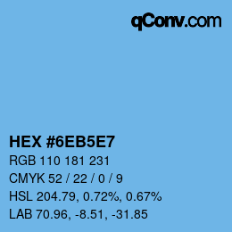 Farbcode: HEX #6EB5E7 | qconv.com