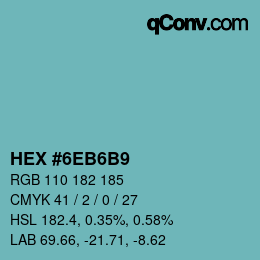 Color code: HEX #6EB6B9 | qconv.com