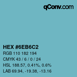 Color code: HEX #6EB6C2 | qconv.com