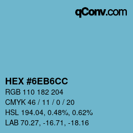 Color code: HEX #6EB6CC | qconv.com