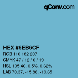 Color code: HEX #6EB6CF | qconv.com