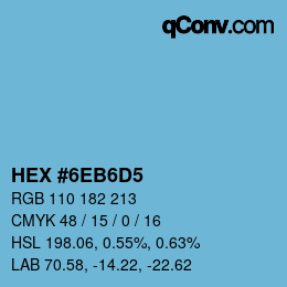 カラーコード: HEX #6EB6D5 | qconv.com