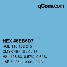 カラーコード: HEX #6EB6D7 | qconv.com