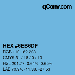 Color code: HEX #6EB6DF | qconv.com