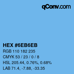 Color code: HEX #6EB6EB | qconv.com