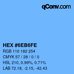 Color code: HEX #6EB6FE | qconv.com