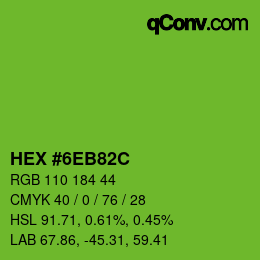 Color code: HEX #6EB82C | qconv.com