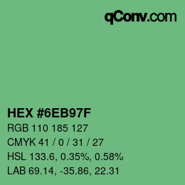 Farbcode: HEX #6EB97F | qconv.com