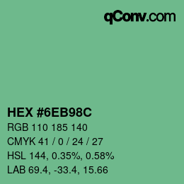 Color code: HEX #6EB98C | qconv.com