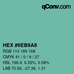 Color code: HEX #6EB9A8 | qconv.com