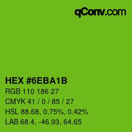 Color code: HEX #6EBA1B | qconv.com