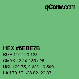 Color code: HEX #6EBE7B | qconv.com