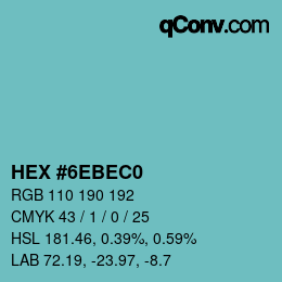 Color code: HEX #6EBEC0 | qconv.com