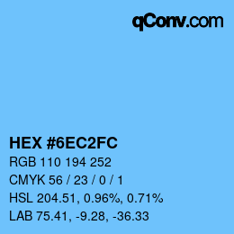颜色代码: HEX #6EC2FC | qconv.com