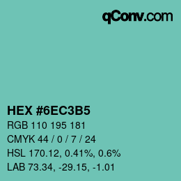 Color code: HEX #6EC3B5 | qconv.com