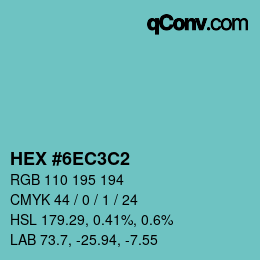 Color code: HEX #6EC3C2 | qconv.com