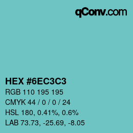 Color code: HEX #6EC3C3 | qconv.com