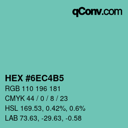 颜色代码: HEX #6EC4B5 | qconv.com