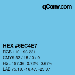 カラーコード: HEX #6EC4E7 | qconv.com